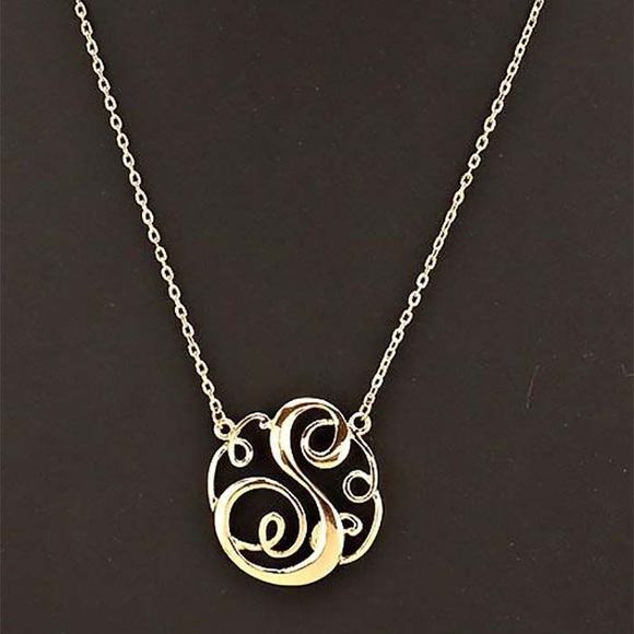 Letter “S” Monogram Script Necklace Set - Picture 2 of 3